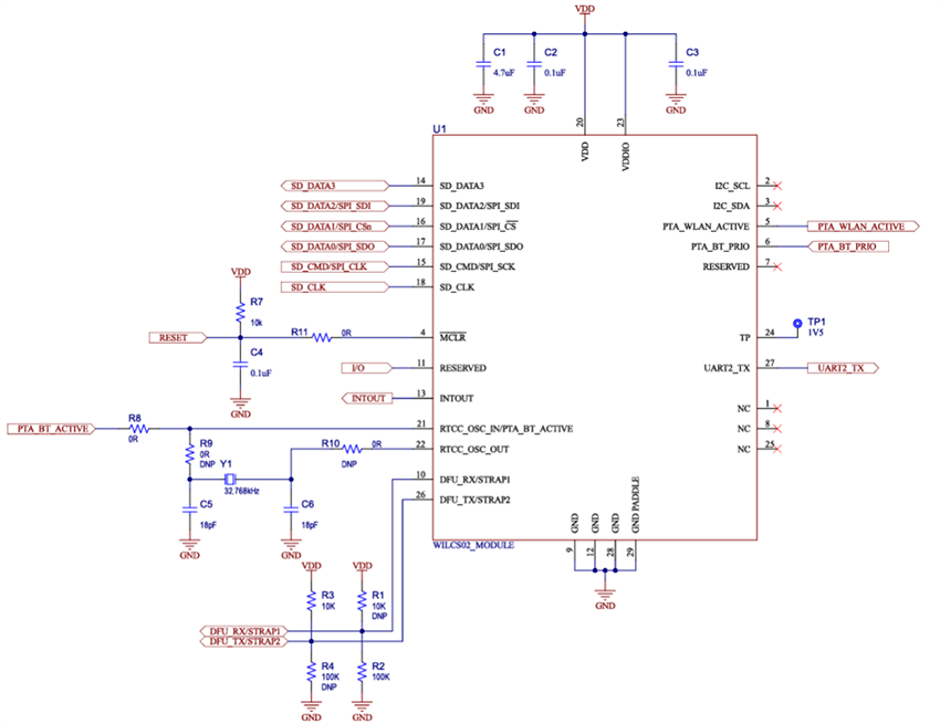 위치 회로 - Microchip Technology WILCS02Wi-Fi® 네트워크 컨트롤러 IC/모듈